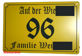 Personalisierbares Hausnummernschild mit Straße und Familenname – Lasergravur & Korrekturabzug inklusive HAN020
