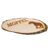 Individuelles Boxenschild Rindenbrett oval – Hochwertige Lasergravur für deine Pferdebox! Box018