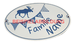Namensschild Wimpel und Elch - LASERGRAVUR MIT KORREKTURABZUG Tür009