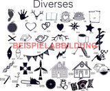 Türschild Strichmännchen – 4 Figuren (viele Motive) LASERGRAVUR - MIT KORREKTURABZUG Tür018