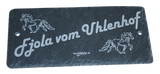 Graviertes Boxenschild Schiefer Pferdenamen und 2 identische Islandpferdemotive (über 15 Motive)