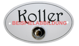 LASERGRAVIERTES Namensschild oval mit Klingelknopf - MIT KORREKTURABZUG KLI002