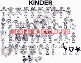 Türschild Strichmännchen – 5 Figuren (viele Motive) LASERGRAVUR - MIT KORREKTURABZUG Tür019