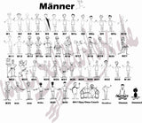 Türschild Strichmännchen – 4 Figuren (viele Motive) LASERGRAVUR - MIT KORREKTURABZUG Tür018