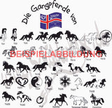 Pferde Boxenschild Islandpferde – 33 Islandpferdemotive zur Auswahl |Lasergravur mit Entwurfsfreigabe - Box008