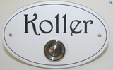 LASERGRAVIERTES Namensschild oval mit Klingelknopf - MIT KORREKTURABZUG KLI002
