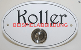 LASERGRAVIERTES Namensschild oval mit Klingelknopf - MIT KORREKTURABZUG KLI002