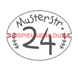 Nostalgisches Hausnummernschild "Schwedenhaus" oval mit Hausnummer, Straße und Zweigen