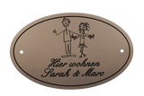 Türschild Strichmännchen – 2 Figuren (viele Motive) LASERGRAVUR - MIT KORREKTURABZUG Tür014