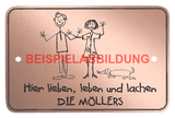 Türschild Strichmännchen – 3 Figuren (viele Motive) LASERGRAVUR - MIT KORREKTURABZUG Tür015