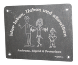 Türschild 3 Strichmännchen aus Schiefer - LASERGRAVUR MIT KORREKTURABZUG Tür027