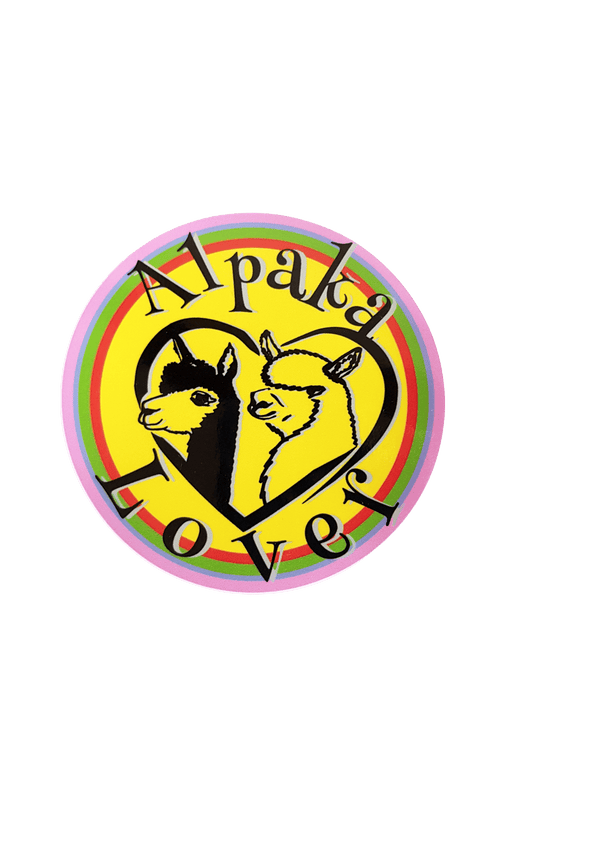 Toller Aufkleber für Alpaka-Fans rund, bunt mit Alpaka