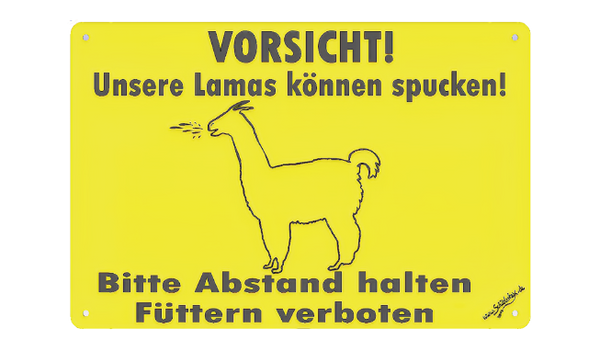 Lamaschild Lamas spucken - LASERGRAVUR