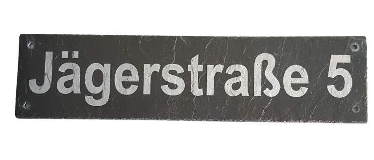 LASERGRAVIERTES Straßennamenschild aus Schiefer mit Hausnummer MIT KORREKTURABZUG