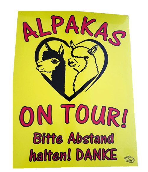 Alpakatransporter Aufkleber Alpakas on Tour Alpakas im Herz