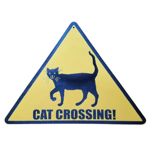 Katzenschild Cat crossing Dreieck lustig (viele Katzenmotive)  - LASERGRAVUR