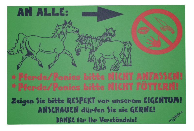 Pferdeschild Füttern verboten 34 Anfassen Druckschild
