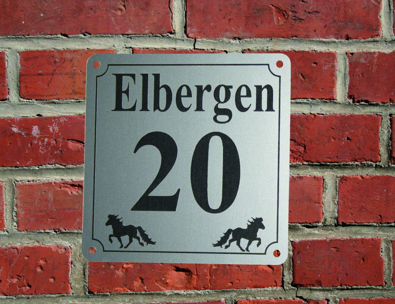 Hausnummernschild "Tölt" mit Nummer, Straße und 2 Islandpferden (viele Motive)