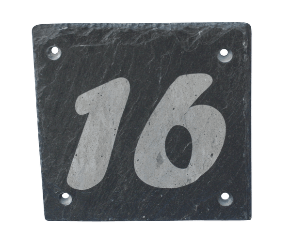 Hausnummernschild aus Schiefer mit Nummer