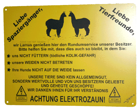 Alpakaschild Alpakas füttern verboten Rundumservice - LASERGRAVUR