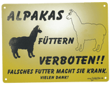 Alpakaschild Alpakas füttern verboten - 7 - LASERGRAVUR