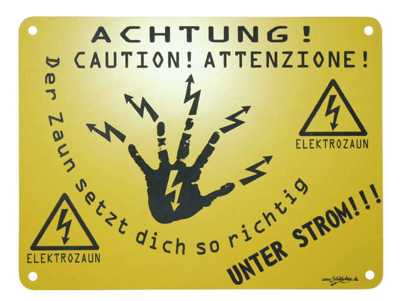 Warnschild Vorsicht Elektrozaun - LASERGRAVUR