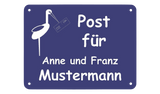 LASERGRAVIERTES Briefkastenschild mit Storch - MIT KORREKTURABZUG